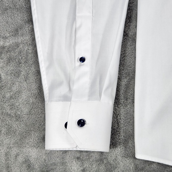Eton Shirt Mens 16.5 42 White Slim Fit Dress Long Sleeve 100% Cotton Solid - Picture 5 of 13